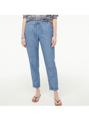 J.Crew Factory 100% cotton chambray denim Capri drawstring pants Sz 14
